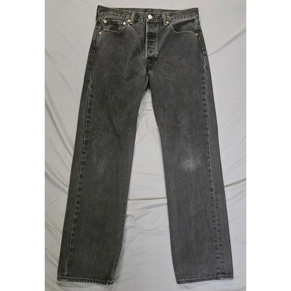 Levi's 501 Original Fit Jeans Mens 33x32 Black Straight Button Fly